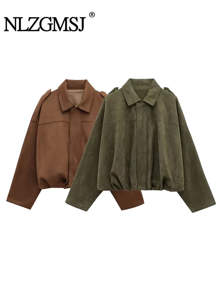 TRAF Spring Women's Casual Style Short Jacket Coat Zipper Long Sleeve Jackets for Women Elegant New Outerwears