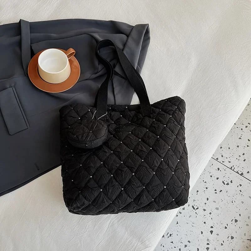 Sense of Luxury Diamonds Solid Shoulder Bags Large Capacity Popularity Classic Style Tote Bags for Women 2024 Fashion Causal