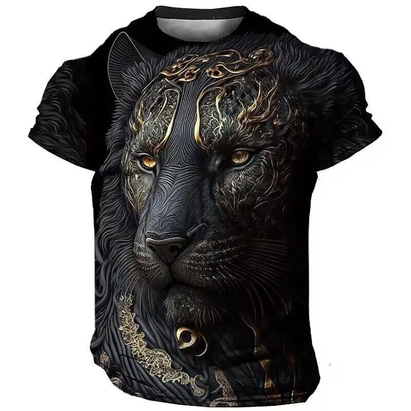 Domineering Lion 3D Print Men's T Shirts Summer Casual T Shirt Animal Pattern Top Harajuku Man Short Sleeve Oversized Streetwear