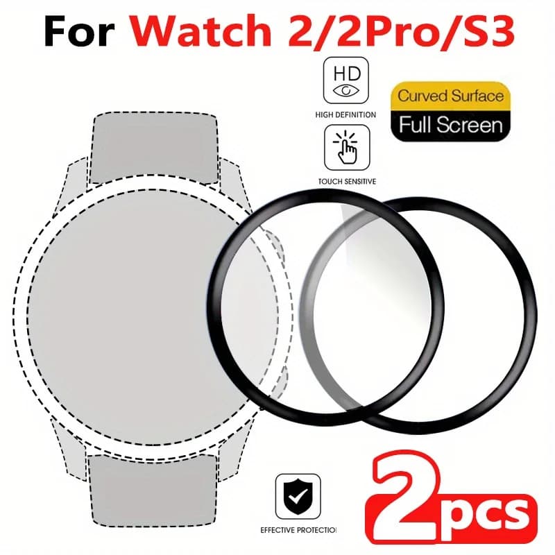2pcs Full 3D Curved Soft Edge Clear Protective Film Smartwatch Full Cover For Xiaomi Watch 2/2 pro/S3 Screen Protector Film