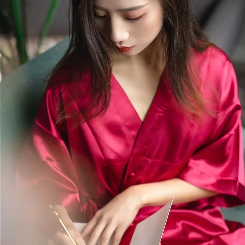 Morning Gown Bride Bridesmaids Ice Silk Wedding Pajamas Pajamas Red Bathrobes Ladies Medium Long