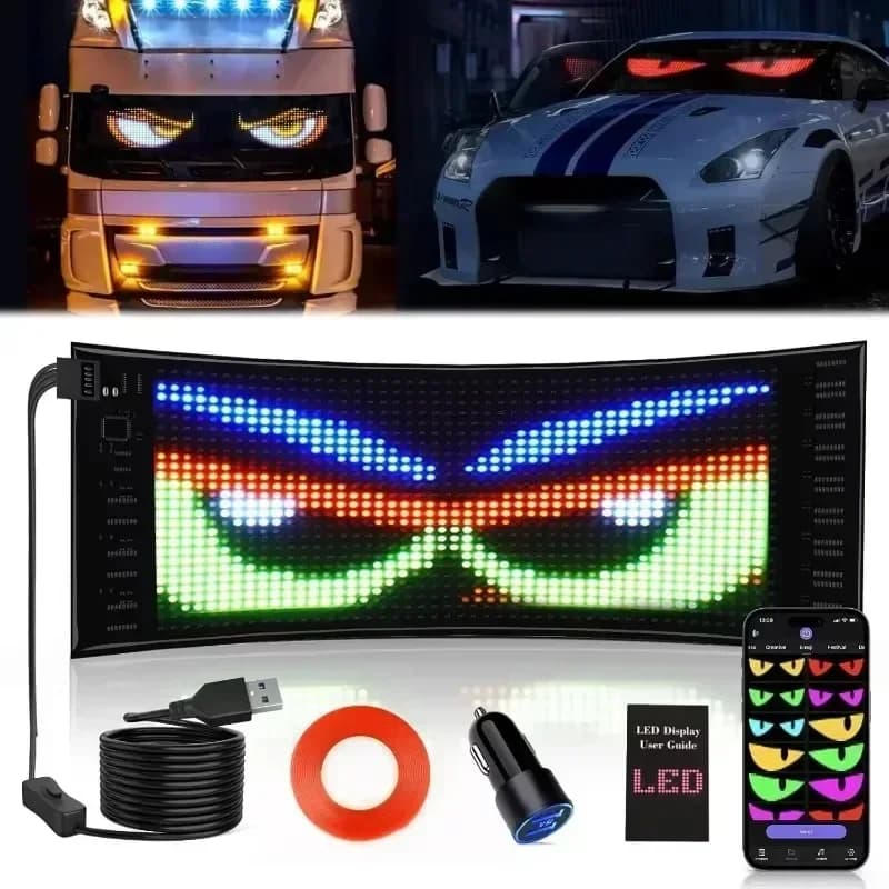 LED Matrix Pixel Panel USB 5V RGB Car Sign Bluetooth App Control Flexible Addressable Pattern Graffiti Scrolling Text Animation