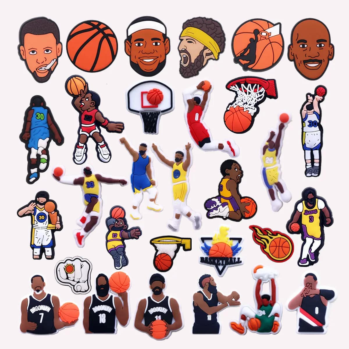 1 Pcs Basketball PVC Shoe Charms James Curry Harden Owen Portrait Garden Shoes Upper Aceessories Unisex Sandal Buckle Decorate