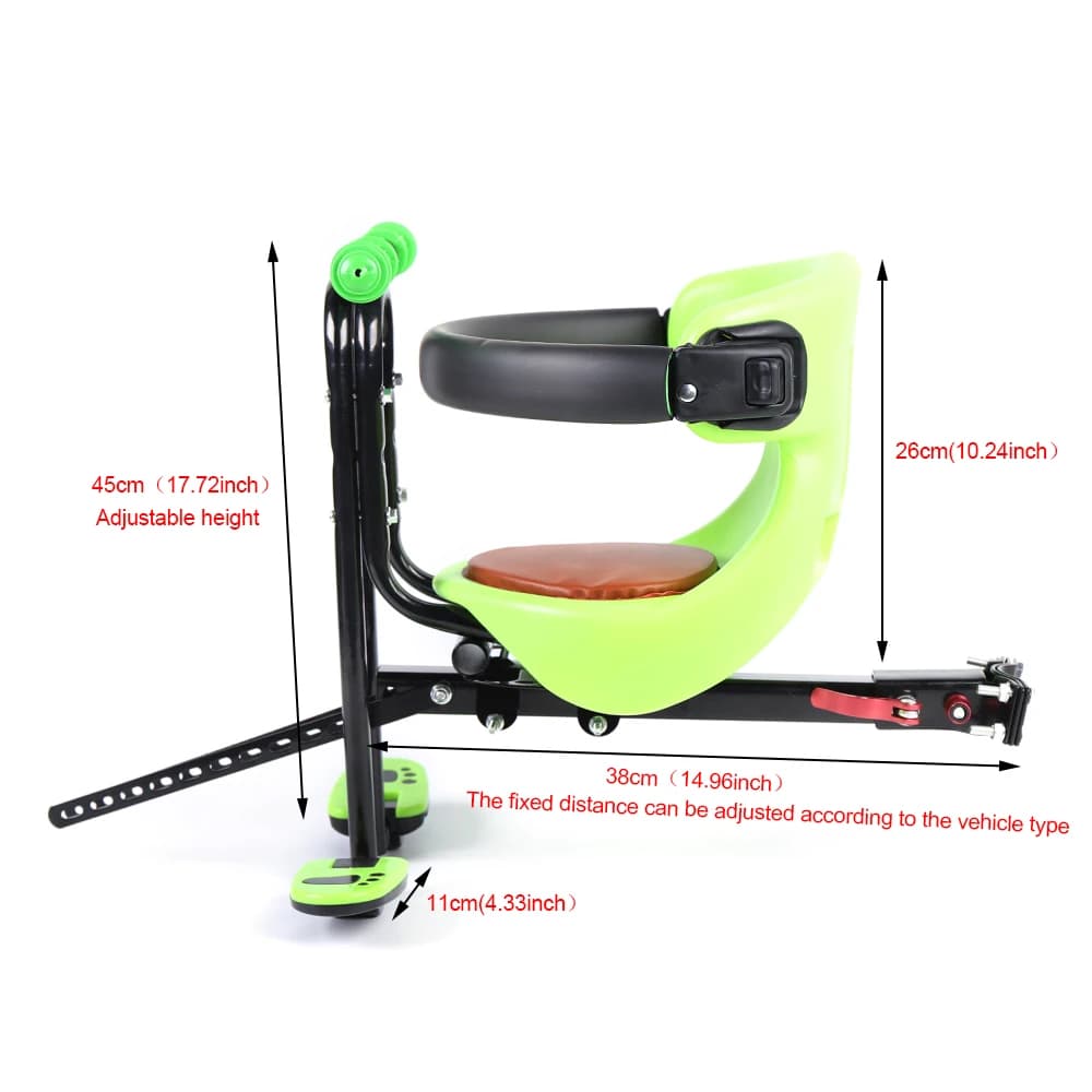 Child Bike Seat Front Mounted Bicycle Seats Mountain Bike Folding Bike Kids Seat Carrier with Nonslip Handrails Max 30Kg Plastic