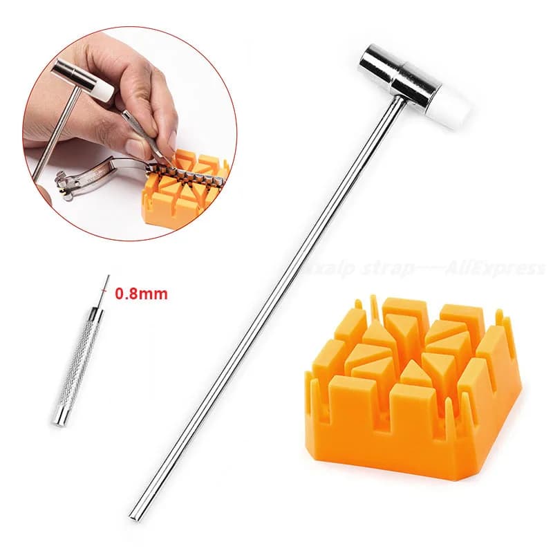 Watch Repair Tool Watch Links for Watch Band Slit Strap Bracelet Chain Pin Remover Adjuster Holder Hammer Kit for Watchmaker