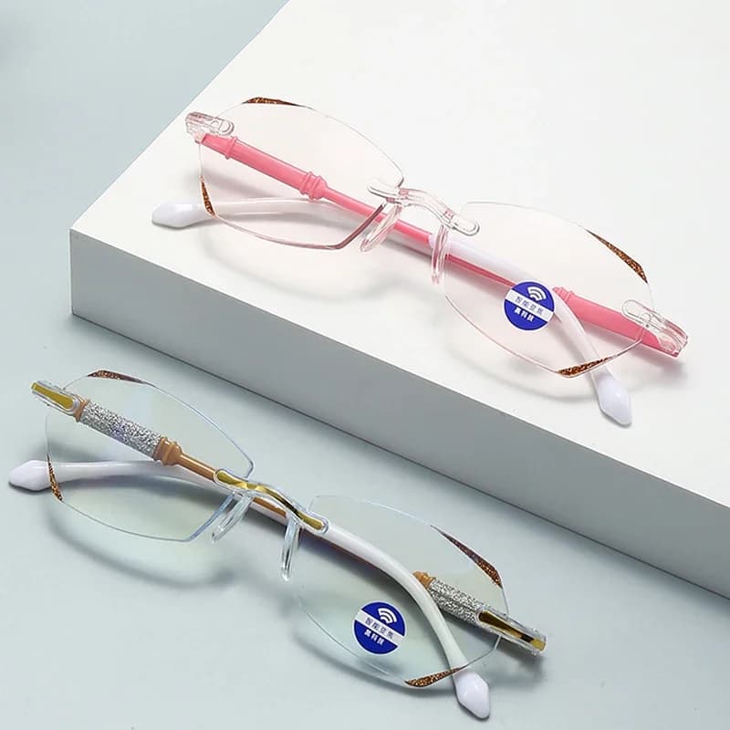 Fashion Retro Anti Blue Light Glasses Ladies Diamond Cut Reading Eyeglasses Finished Women Men Optical Spectacles Far Sight