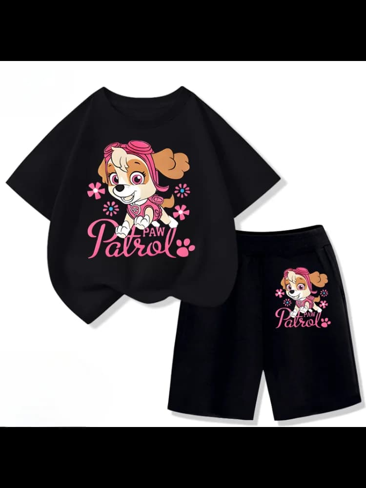 PAW Patrol Children's T-shirts Sets Girls Summer Short Sleeve Shorts Two Piece Suit Kids Outfits Breathable Sport Clothes Set