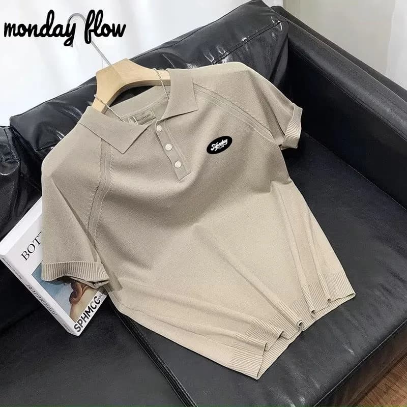 Monday Flow Golf Men's 24 Spring/Summer Polo Neck Knitted Shirt Quick Drying Short Sleeve T-shirt Sports Casual Golf Top