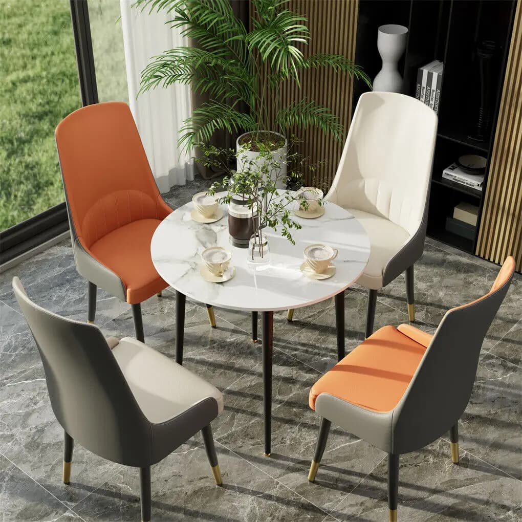LUVODI 2PCS Dining Room Chairs with Arms Microfiber Leather Upholstered with Wide Cushion Seat Leisure Side Chairs