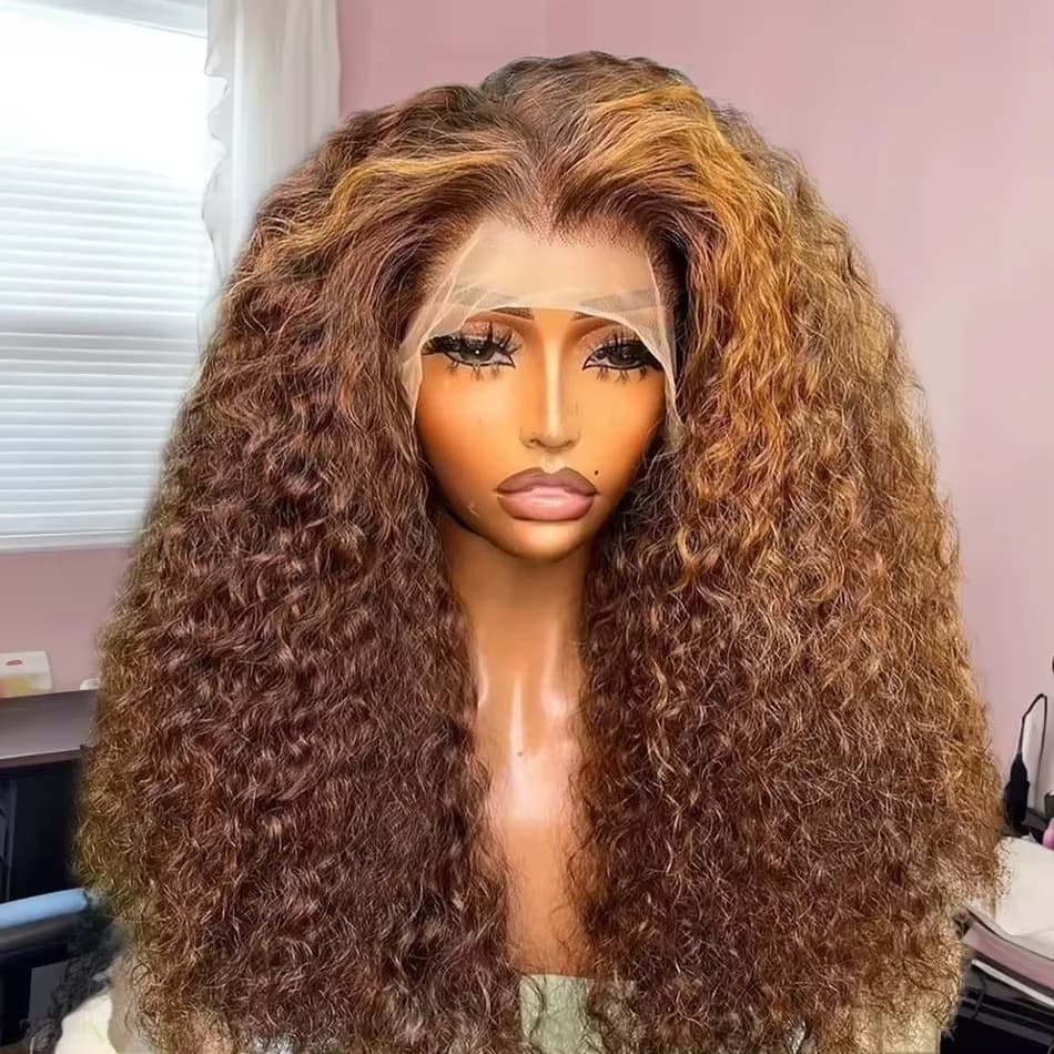 4/27 Straight Short Bob Wig Highlight 13x4 Lace Frontal Wig Ombre Colored Deep Curly Bob Wigs Human Hair For Women 200% Density