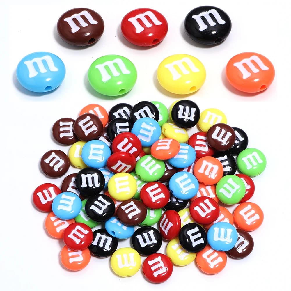 20pcs/lot Acrylic Cartoon m Bean Beads Color Handmade Spacer Charm Bead for Jewelry Making DIY Bracelet  Decoration Accessories
