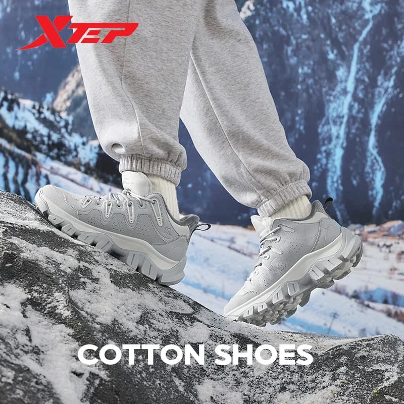 Xtep Chuanxing Cotton Shoes For Men 2024 Winter Warm Soft Sports Shoes Trendy Retro Comfortable Sneakers 876419370003