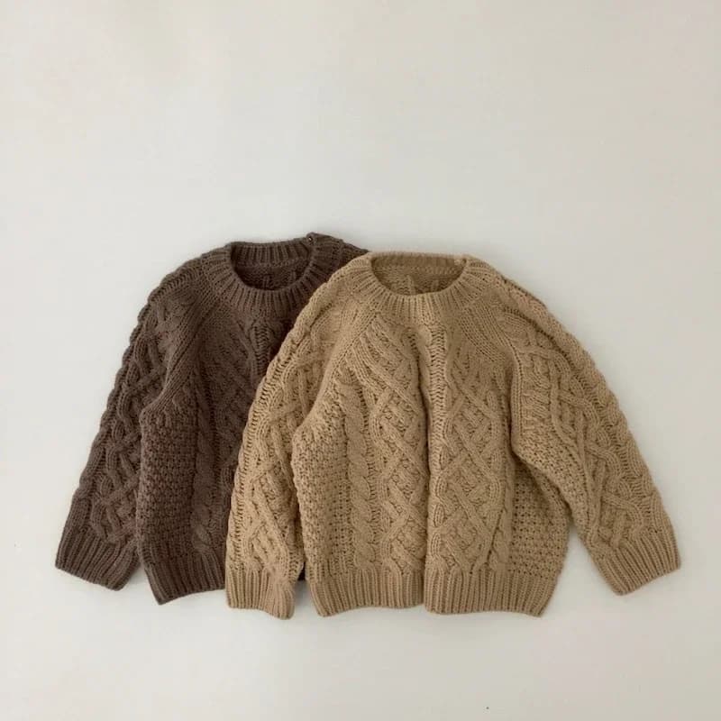 2024 Winter Morandi Solid Color Fried Dough Twists Children's Sweater
