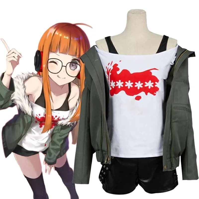 Futaba Sakura Game Persona 5 Cosplay Costume Women halloween Full Set P5 Uniform Suit Casual Coat Jacket Shirt anime cosplay