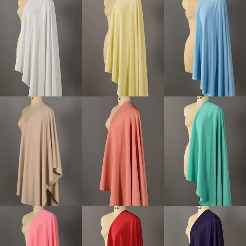 Solid Color 100x160cm Thin Soft Scuba Knit Fabric Summer Anti Wrinkle Stretch for Sewing Skirt T-shirt Jacket Fabric