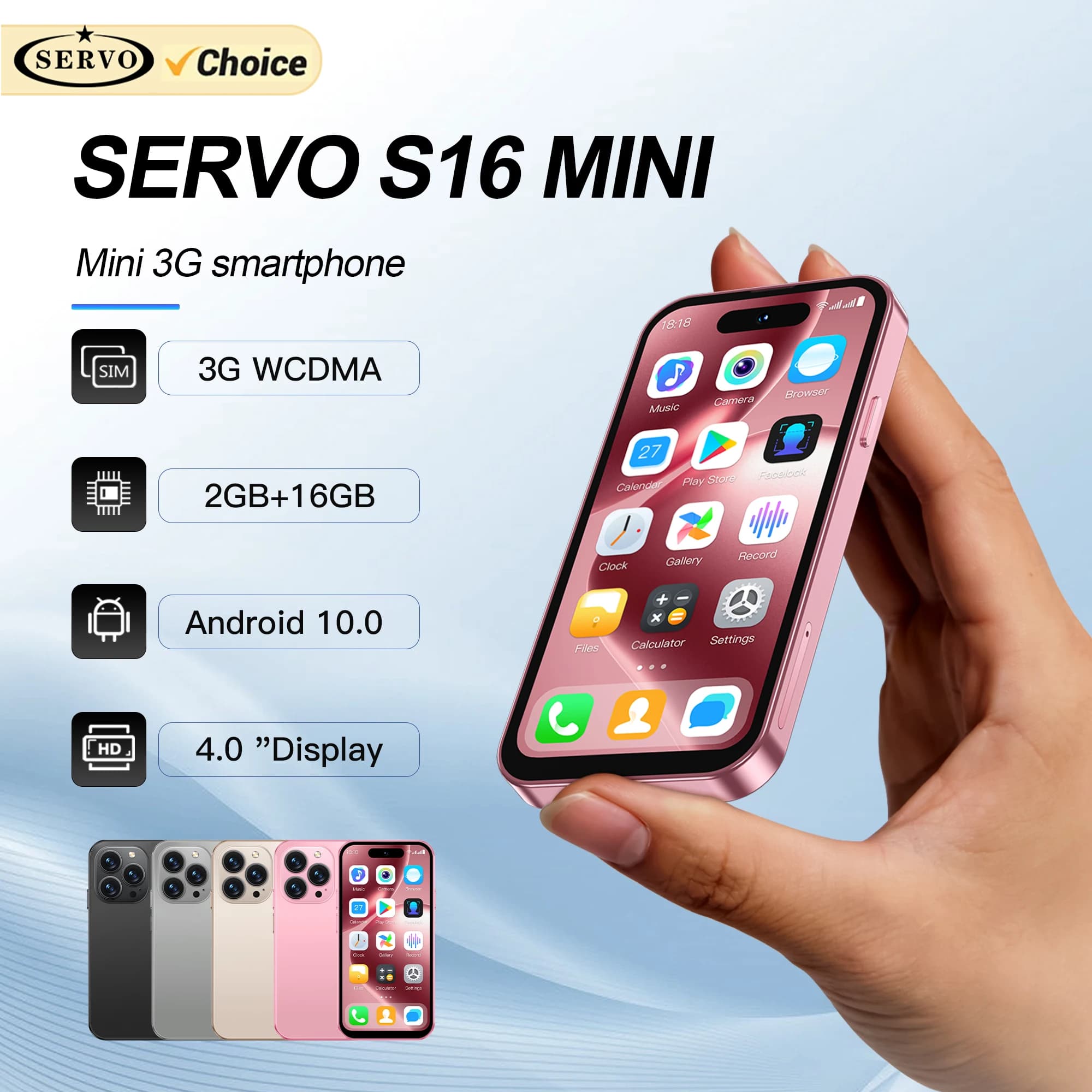 2025 NEW SERVO S16 Mini Small Smartphone 4.0" Display Android 10.0 WCDMA Dual SIM Card 2000mAh Play Store 2GB+16GB Mobile Phones
