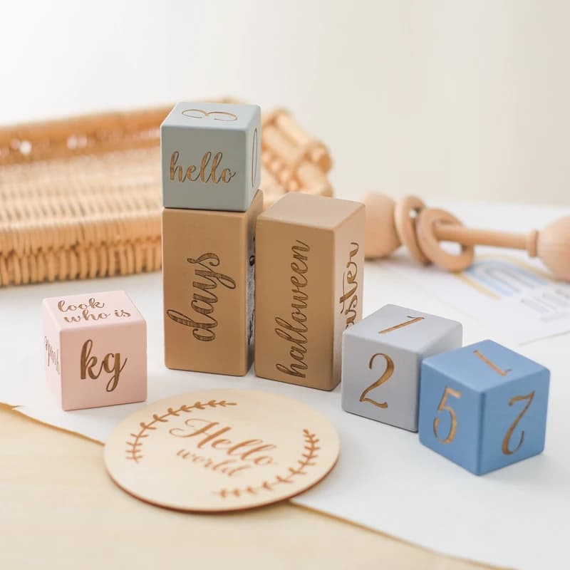 Newborn Photography Props Wooden Square Commemorate Festival Newborn Baby Photography Accessories Milestone Baby Accessories