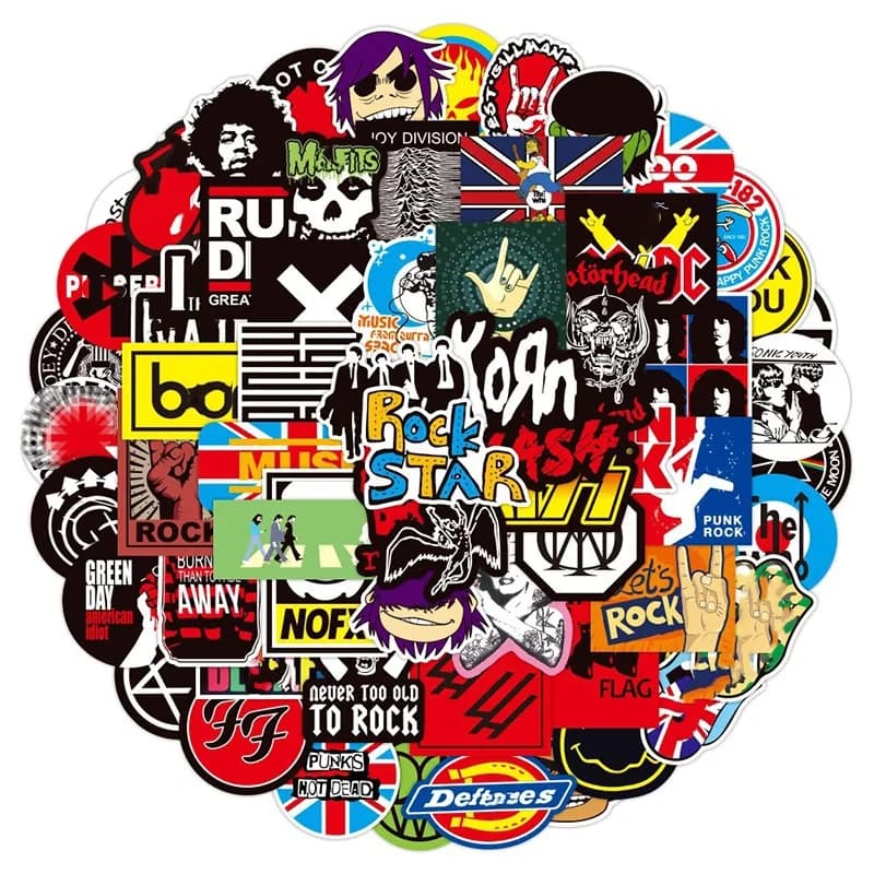 10/50/100pcs Classic Graffiti Rock Roll Stickers Music Band Decals for DIY Helmet Guitar Phone Laptop Motorcycle Luggage