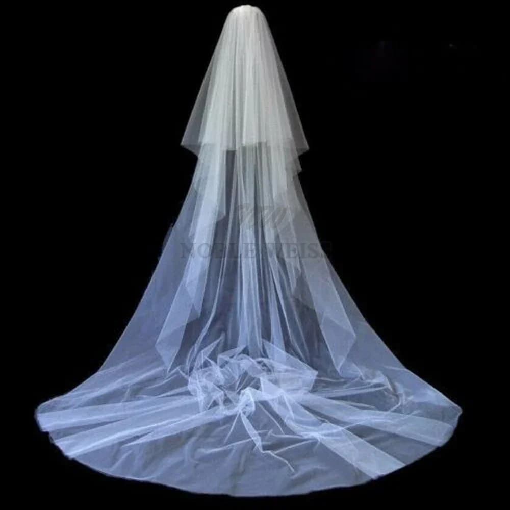 2T Cut Edge Wedding Veil Cover Face Bridal Veils With Comb Cheap Wholesale Price Customized