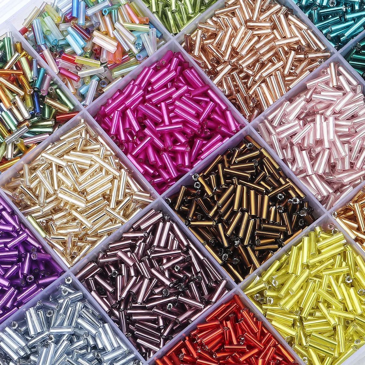 225pcs/lot Colorful Glass Seed Beads Loose Spaced Tube Shape Bead For DIY Handmade Earring Bracelet Jewelry Supplies Accessories