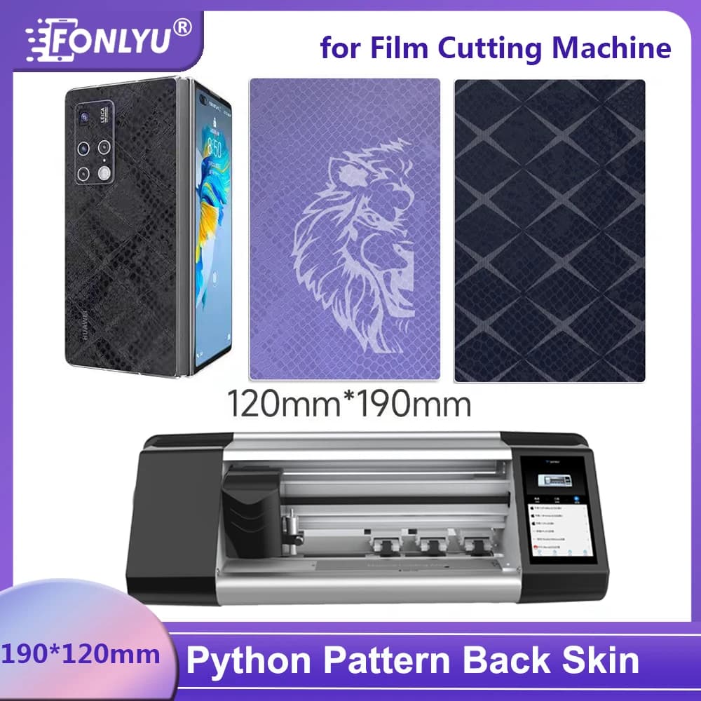 FONLYU 3D Python Embossed Pattern CellPhone Back Skin Sticker For iPhone 16 15 14 Hydrogel Film Screen Protector Cutting Machine