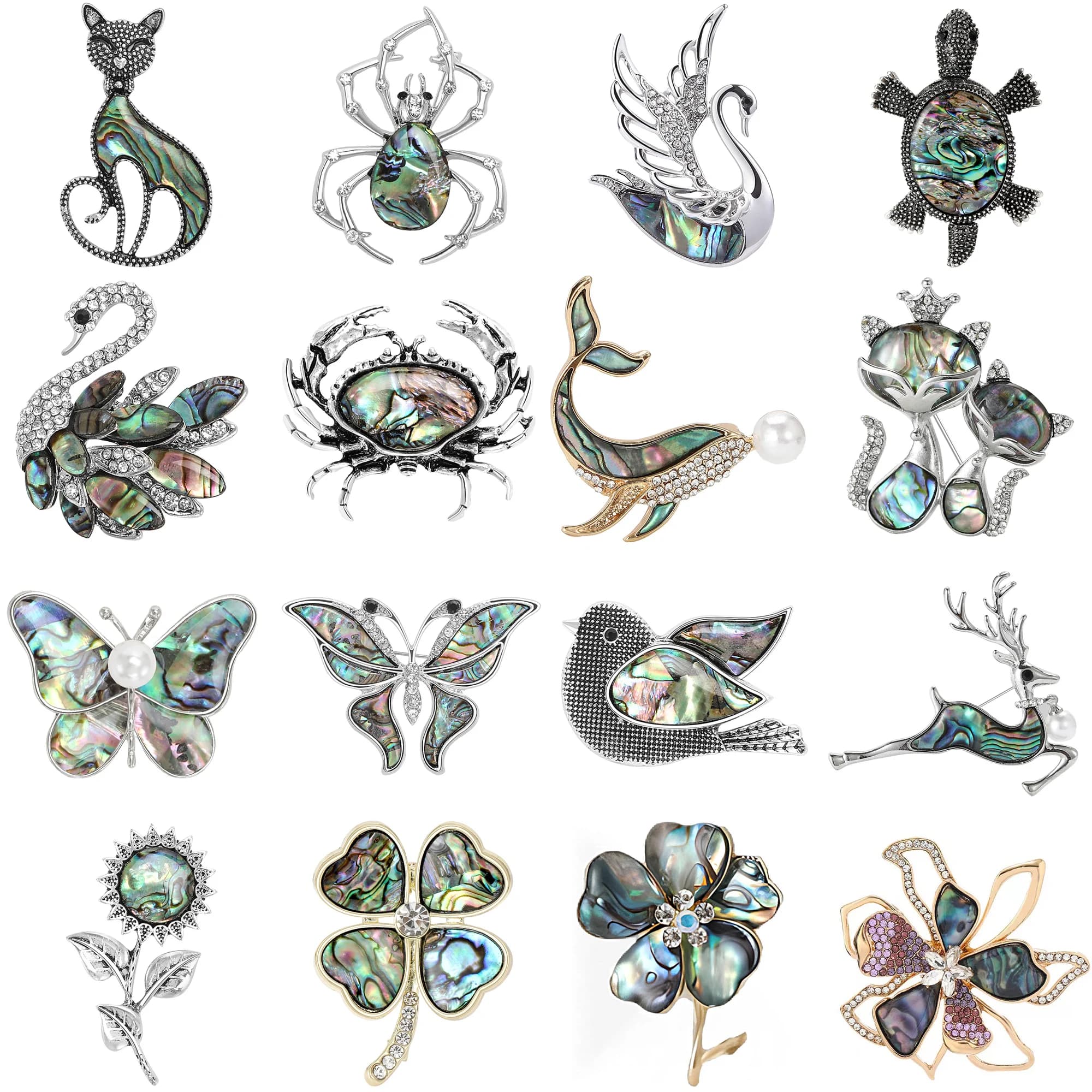 Shell Dolphin Brooches for Women Unisex Pearl Sea Life Animal Plant Pins Office Party Friend Gifts Jewelry Accessories