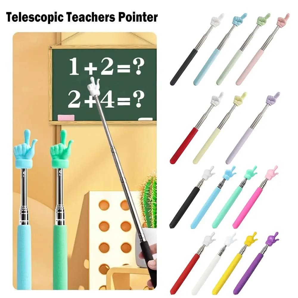 Toys Finger Design Stainless Steel Telescopic Rod Whiteboard Pointer Finger Reading Sticks Teaching Stick Handheld Presenter