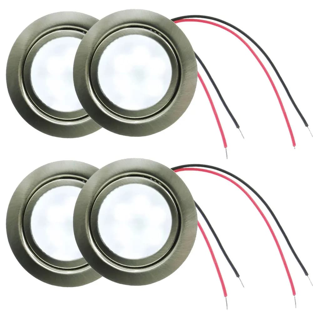 4-Piece Mini Solar Light LED 3W 12V DC Down Light 60mm Hole Touring RV Car Cabinet Light Bulb Yacht Lighting Recessed