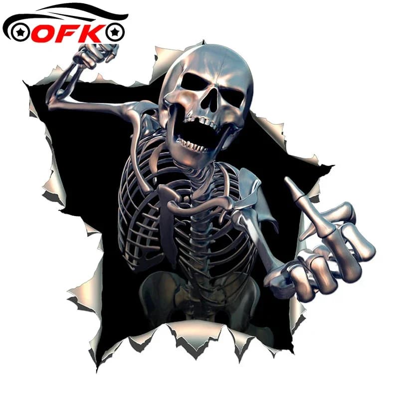 Hot Metal Angry Skeleton Skull Car Sticker Windshield Bumper Motorcycle Helmet Decal High Quality Scratches Waterproof PVC