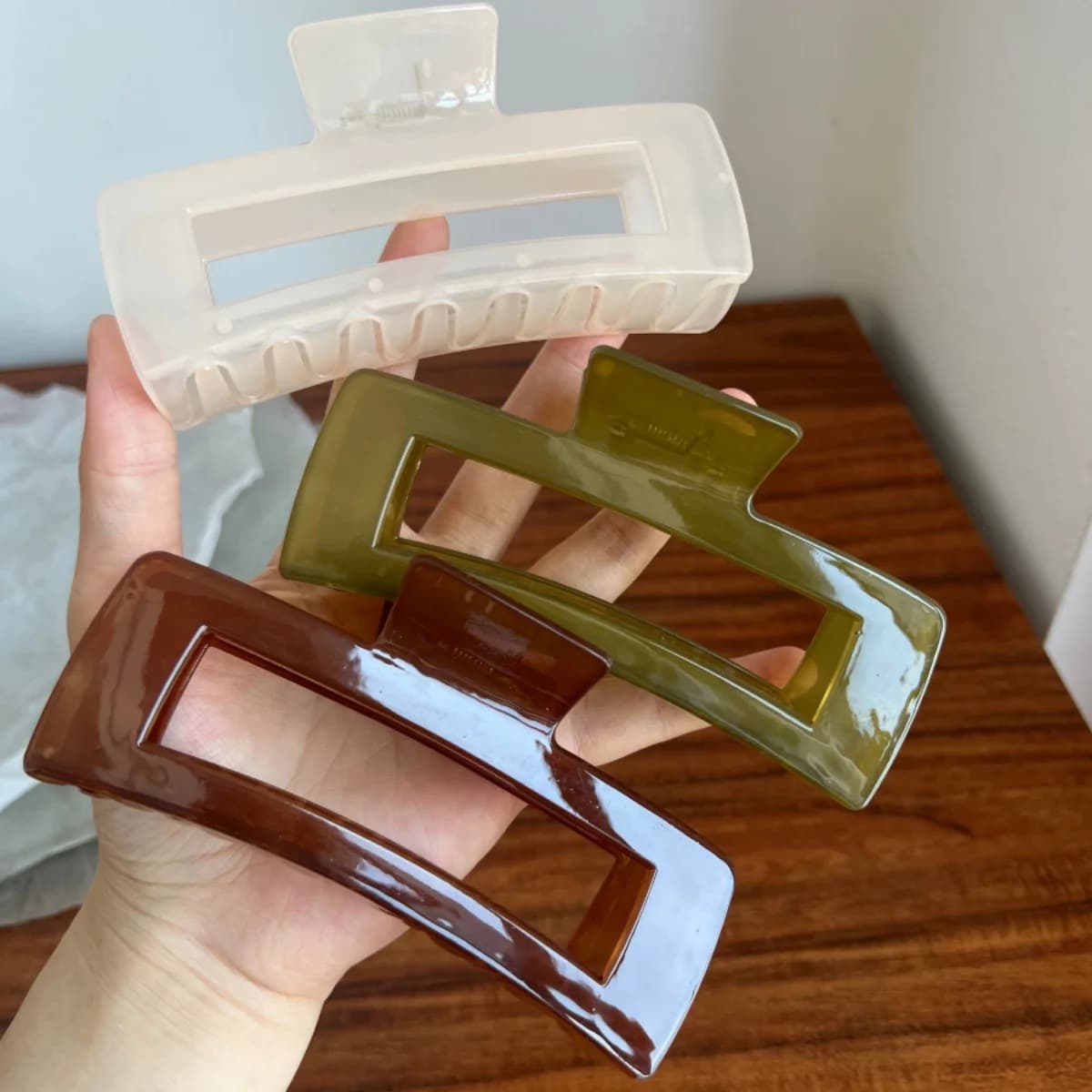 13CM Oversized Claw Clips For Thick Hair Women Geometric Shark Clip Versatile Minimalist Hair Clip Claws 、Girls Hair Accessories