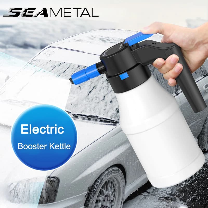 SEAMETAL 1.5L Car Electric Foam Spray Bottle Wireless Charging Pneumatic Sprayer Fast Foaming Bottle Car Wash Household Garden