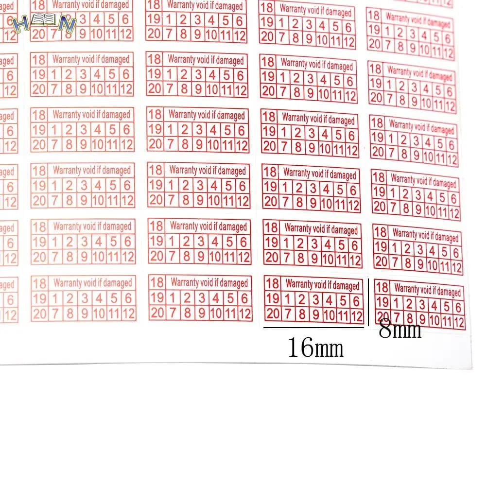 200pcs/pack Warranty Void If Removed Sticker 2018-2020 Year Red Color Rectangle Shape Fragile Label