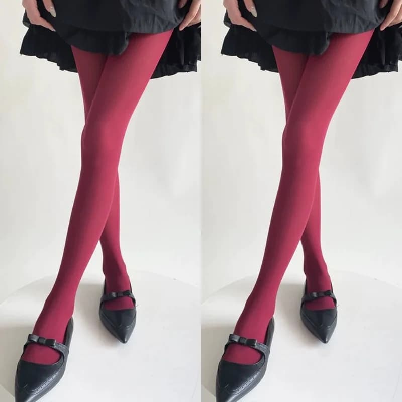 Vintage Wine Red Stockings Women Girl Sexy Thicken Warm Stockings Highly Elastic Comfortable Thin Stockings Fashion Accessories