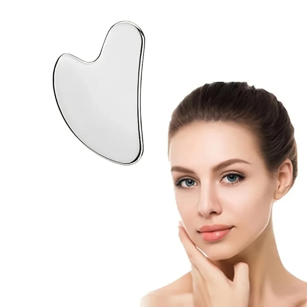 Gua Sha Board Heart Shape Stainless Steel Muscle Massage Tissue Therapy Scraping Plate Promote Blood Circulation Body Relaxation
