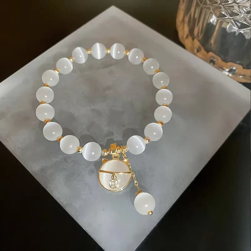 Original Opal Sea Blue Treasure Moonlight Crystal Bracelet Light Luxury Elastic Bracelet For Girls Women Jewelry Accessories