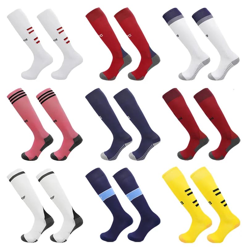 24-25 Season European Football Club Styles Children Adults Soccer Socks Boys Kid's Long Knee High Towel Bottom Sports Sock