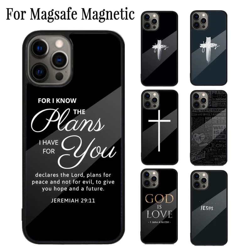 Verse of The Christian Bible Jesus Magnetic Phone Case For iPhone 16 15 14 Plus 13 12 11 Pro Max Magsafe Wireless Charging Cover