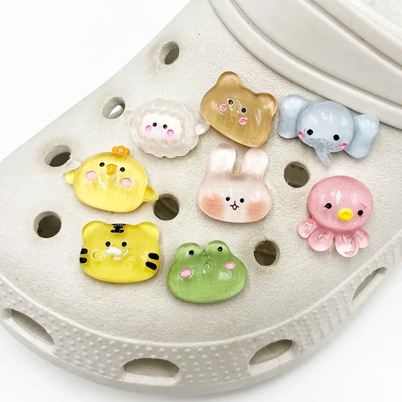 Lovely Crystal Animal Shoe Buckle Accessories 3D Octopus Rabbit Elephant Frog Resin Shoes Upper Pins Decoration Unisex Cool Gift