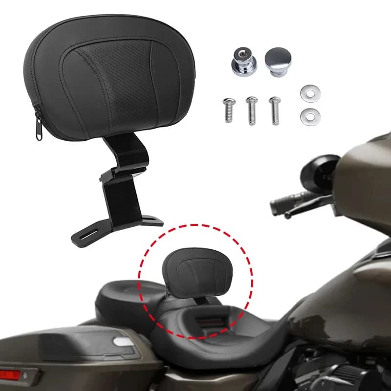 Cushion Motorcycle Leather Driver Rider Backrest Seat Back Rest For Harley Touring CVO Electra Road Street Glide Road King 09-22