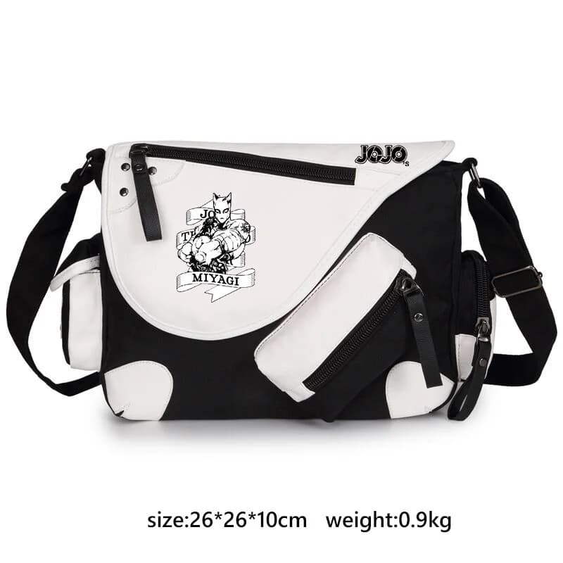 JoJo’s Bizarre Adventure Print Canvas Shoulder Bags Satchelbag Schoolbag Mens Adjustable Strap Messengerbag Crossbody Haversack