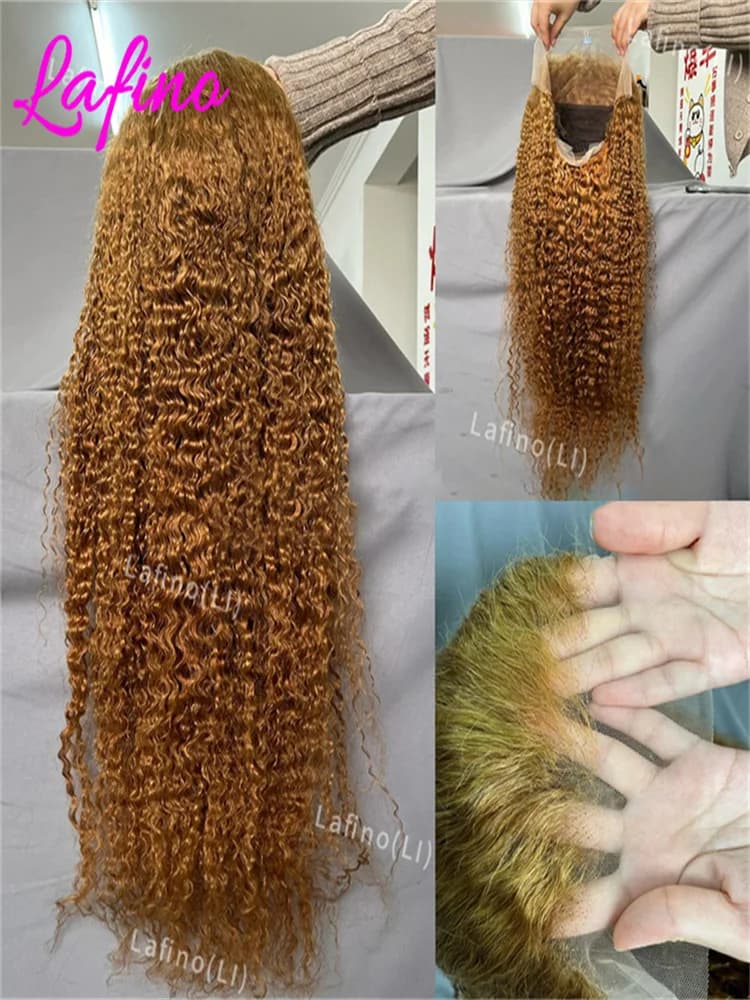 Honey Blonde Human Hair Wig Curly Wigs 13x6 Hd Lace Frontal Wig 13x4 Deep Wave Frontal Wig 30 Inch #27 Colored Human Hair Wigs