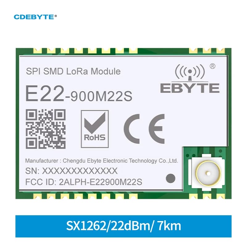 CDEBYTE SX1262 868/915MHz E22-900M22S Wireless LoRa Transceiver SPI  High-Precision TCXO 160mW IPX Stamp Hole Antenna IoT Uhf