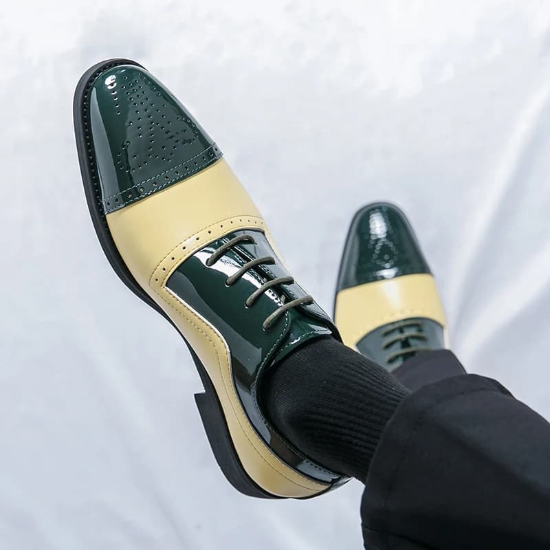 Gentlemen's Leather Shoes Classic Men's British Style Oxford Formal Shoes Genuine Leather Handmade Lace Up Formal Wedding Shoes