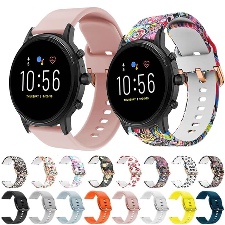 Watch Band for Fossil Men's Gen 6 44mm / Gen 5 Replacement Wrist Silicone Printed Floral Strap for Fossil Gen 5E 44mm Correa New