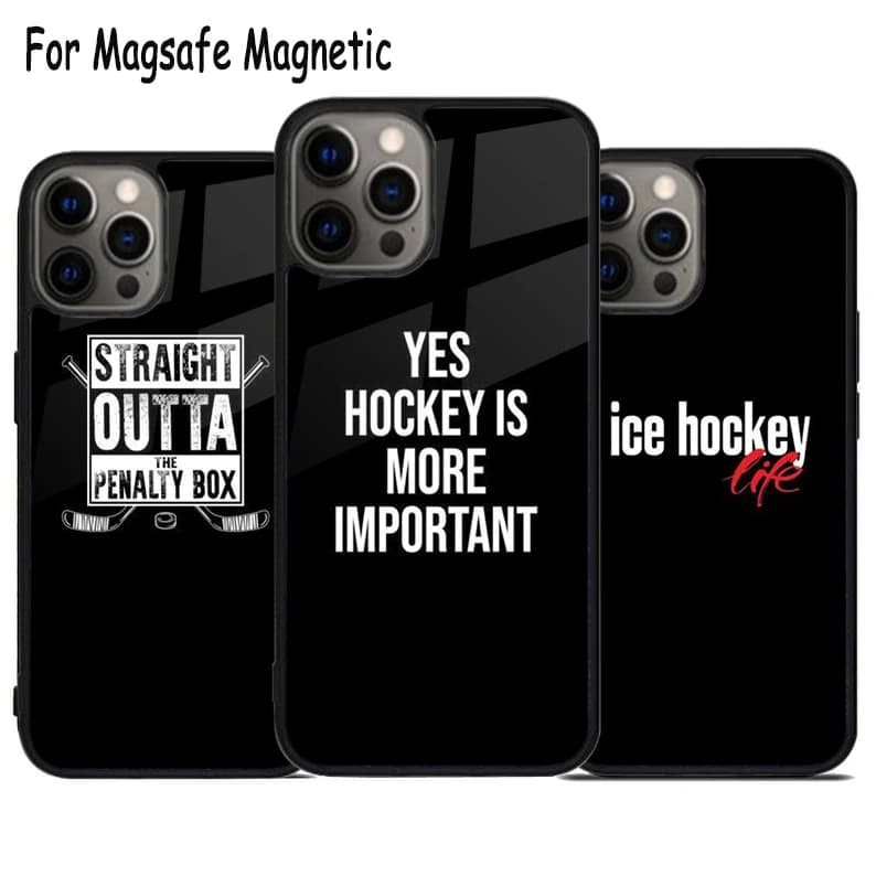 Hockey Is Life Wireless Charge Magsafe Phone Case For iPhone 15 16 14 13 11 12 Pro Max Plus Magnetic Bumper Cover