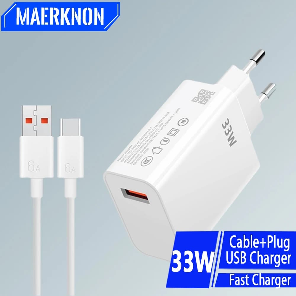 33W USB Charger Quick Charge 3.0 Phone Adapter For iPhone 15 Huawei Samsung Xiaomi Oneplus EU/US Plug Mobile Phone Wall Charger