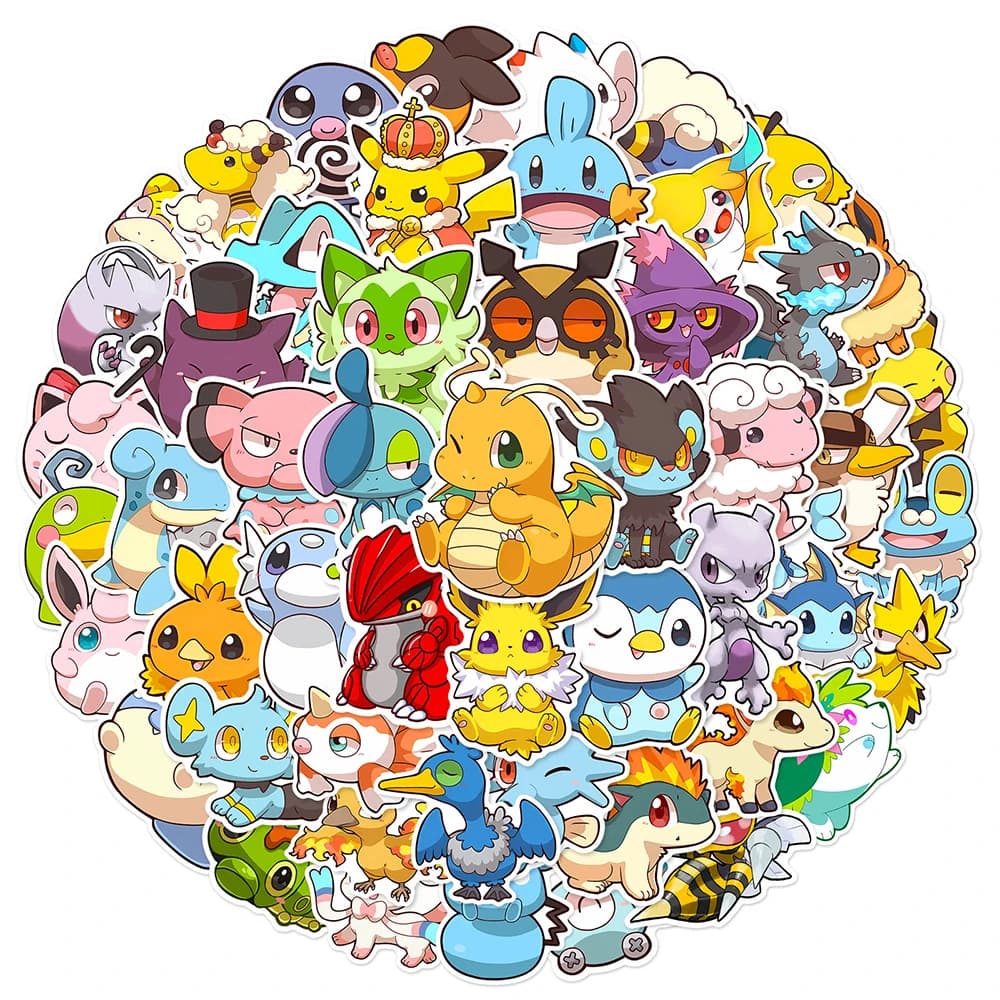 10/30/50PCS Anime Pokemon Cute Stickers Graffiti Decoration DIY Skateboard Phone Fridge Bike Cartoon Decals Fun for Kid Toy Gift