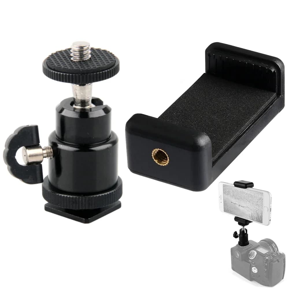Stand For SLR Camera Hot Shoe Phone Clip Universal Moblie Phone Holder Bracket With Mount 1/4 Screw Tripod Monopod