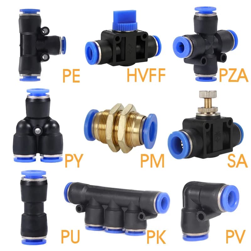 Pneumatic Fitting Pipe Connector Tube Air Quick Fittings Water Push In Hose Plastic PU PY PK PM PV PE 4mm 6mm 8mm 10mm 12mm 14mm