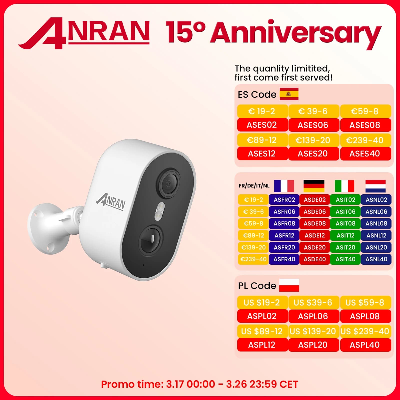ANRAN 2K Rechargeable Battery Camera 2.4G WiFi Camera Wireless Home Surveillance Security Cameras PIR ,IP65 ,work with ANRAN app